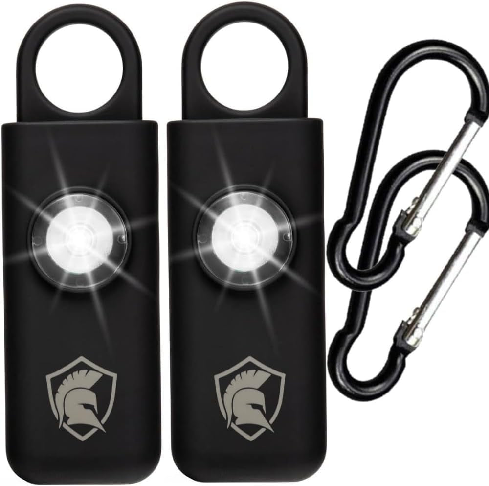 The Original Self Defense Siren Personal Safety Alarm for Women, Men, Kids, Elderly - SOS LED Strobe Light - Air Travel/Tsa Friendly - Emergency Safe Key Chain Device, Pocket Size - 2 Units